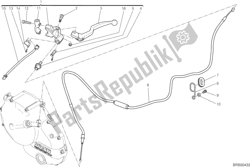 All parts for the Clutch Control of the Ducati Hypermotard Hyperstrada Brasil 821 2014